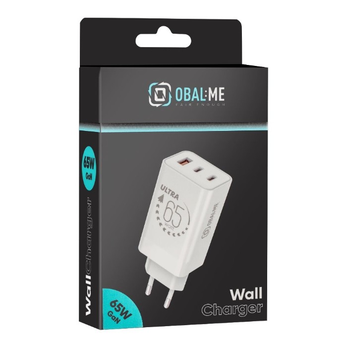 OBAL:ME GaN Cestovní Nabíječka USB-A + 2xUSB-C 65W White