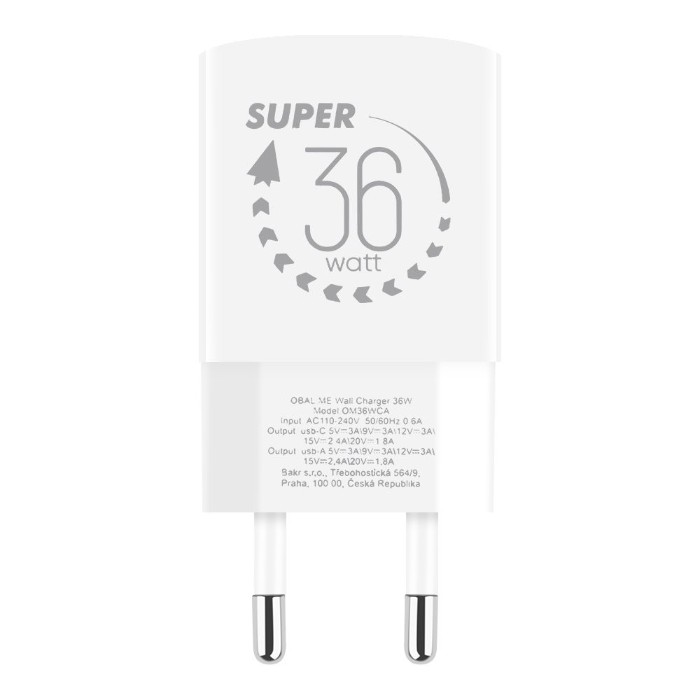 OBAL:ME GaN Cestovní Nabíječka USB-A + USB-C 36W White