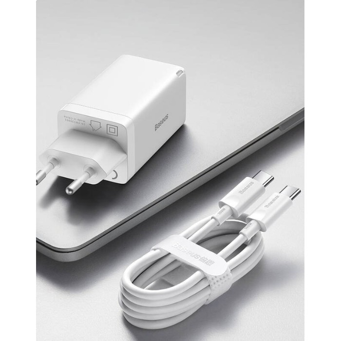 Baseus CCGP120202 GaN5 Pro Quick Nabíječka USB-A + 2x USB-C 65W White
